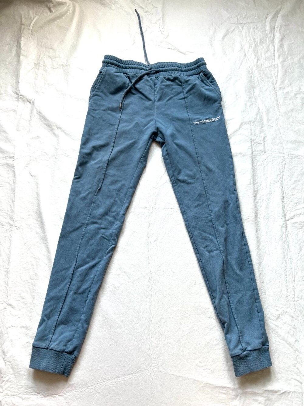 Fancy Homebody joggers dusty blue medium womens drawstring tapered leg cuffed